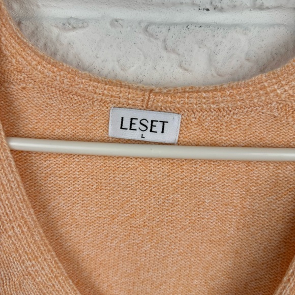 LESET Zoe Crop V Neck Pullover Peach Melange Size L - Picture 4 of 12